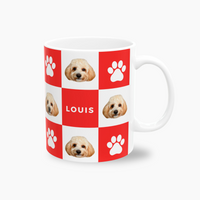 Checkered Paw Pattern Custom Pet Mug (11oz)