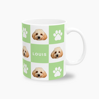 Checkered Paw Pattern Custom Pet Mug (11oz)